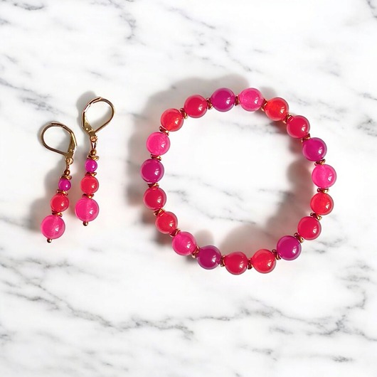 komplet biżuterii RAZEM TANIEJ! summer energy : bransoletka i kolczyki : jadeit IV