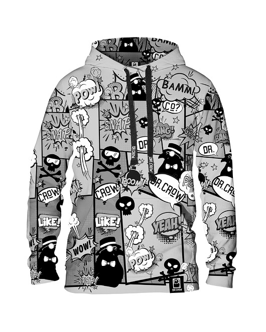 bluzy męskie Męska Bluza z kapturem DR.CROW Komiks Black