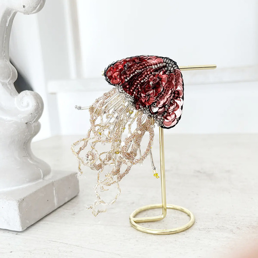 broszki Broszka MEDUZA 5  ręcznie haftowana brocha morska