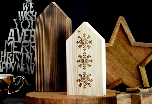 3 domki drewniane dekoracje styl skandynawski Wooden Love