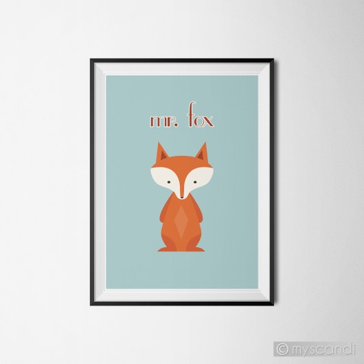 obrazy i plakaty do pokoju dziecięcego Plakat skandynawski z motywem lisa