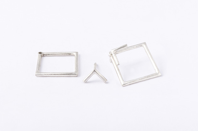 kolczyki srebrne Kolczyki KWADRAT PODWÓJNY 1  / srebro