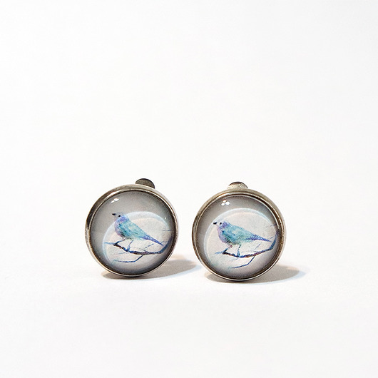 klipsy Klipsy - Turkusowe ptaszki