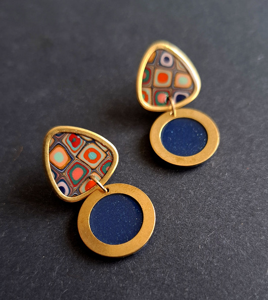 kolczyki z masy plastycznej Kolczyki letnie mozaiki no16