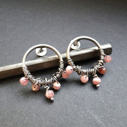 kolczyki srebrne Kolczyki srebrne  pudrowe