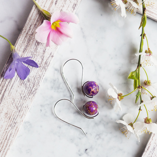 kolczyki srebrne YASPIS CESAREA srebrne kolczyki z jaspisem