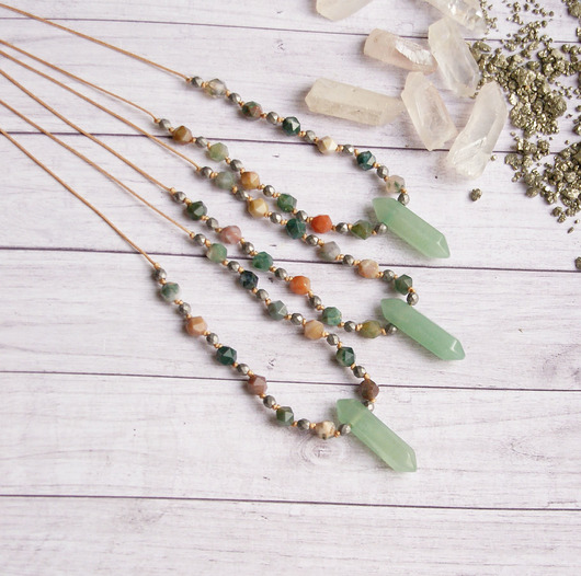 chokery Naszyjnik - amulet -  SPOKÓJ - awenturyn zielony