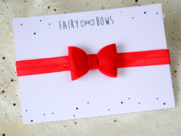 Opaska do włosów czerwona kokardka na wymiar FairyBows