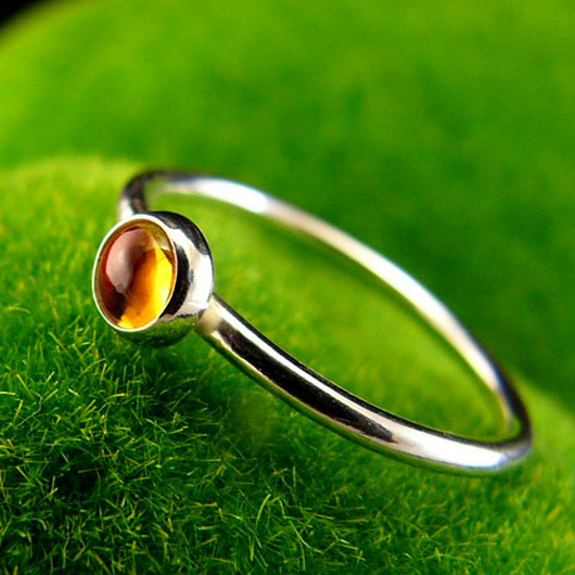 pierścionki srebrne Pierścień Drobinek - Cytryn Srebro 4mm