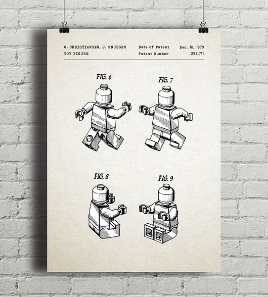 Ludzik Lego - patent - plakat vintage minimalmill