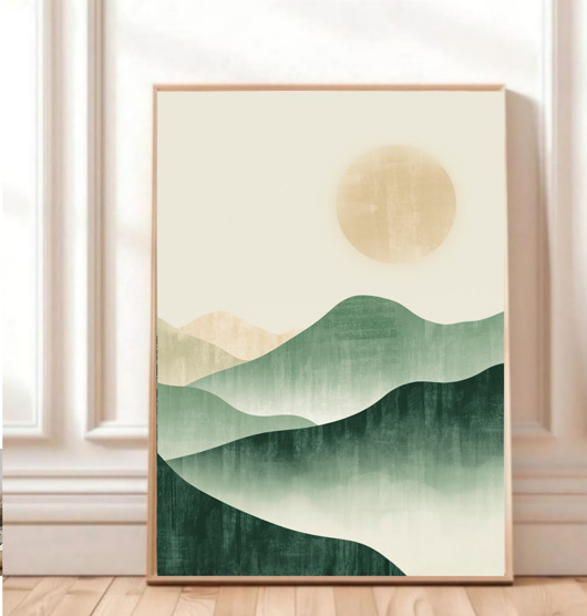plakaty PLAKAT GÓRY zielona ilustracja górski krajobraz abstrakcja