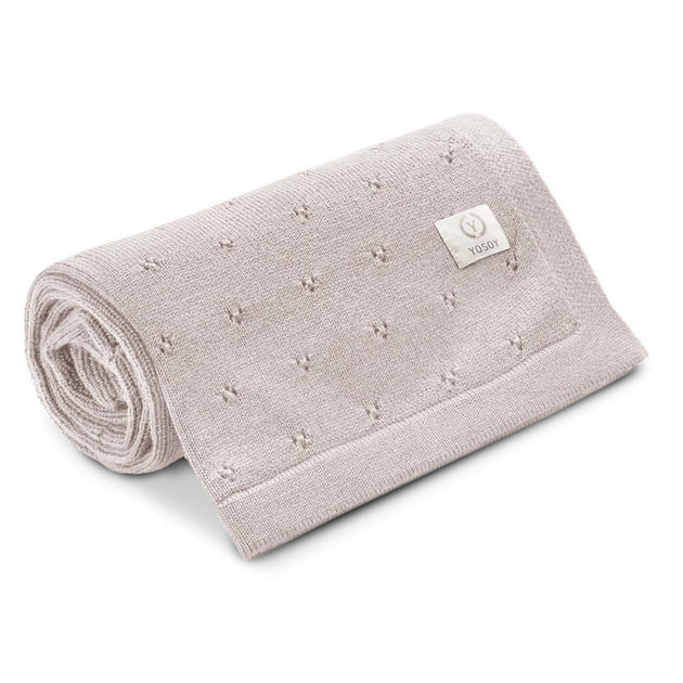 kocyki, kołderki, pościel dla dzieci Koc z wełny merino Jersey Szarobeżowy