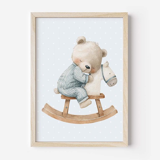 obrazy i plakaty do pokoju dziecięcego Plakat Na Ścianę Dla chłopca Niebieskie misie nr. 7