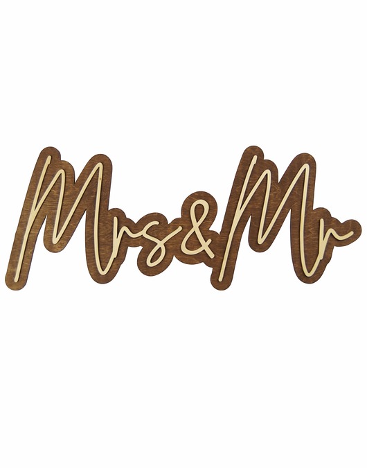 dodatki ślubne Napis drewniany 3D na wesele "Mrs&Mr"