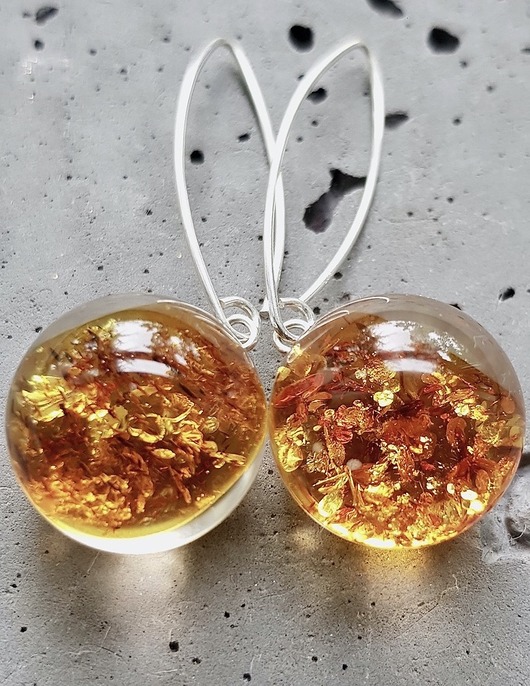 Kolczyki srebrne z mieniącym się bursztynem Grol Jewellery