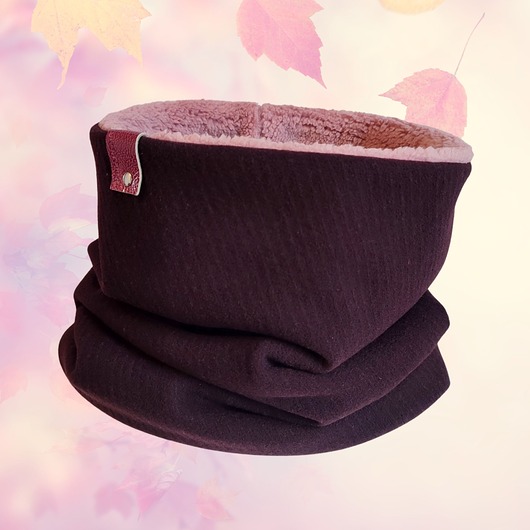 szale damskie Komin wełna- ciepły śliwkowo różowy