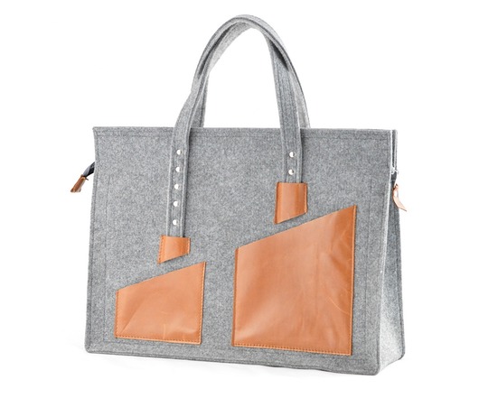 Duża Torba Na Laptopa - Filc i skóra UNISEX Green Sheep