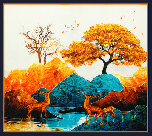 szale damskie Granatowa chusta z jedwabiu 100% górski potok 70 x 70 cm