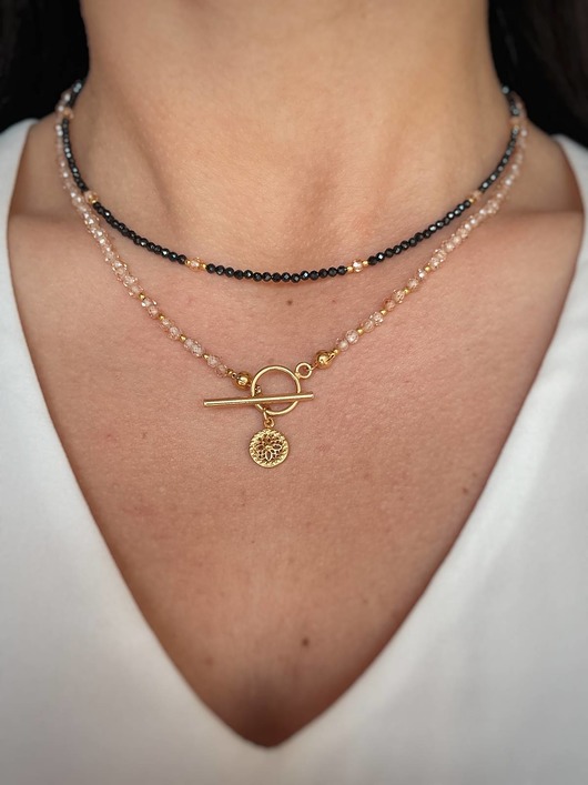 chokery Zestaw Naszyjników - Choker Spinel+ Cyrkonia Szampańska
