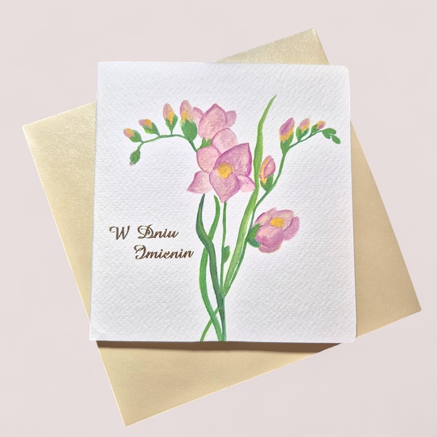 akcesoria różne Kartka ręcznie malowana na imieniny oryginał