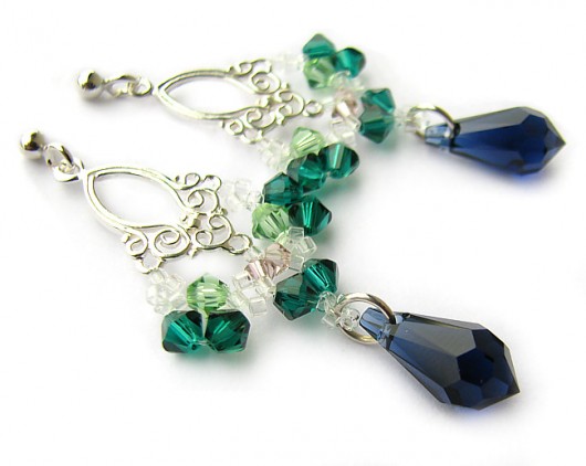 Ślubne kolczyki kryształ Swarovski - Abril w jedwabiu Marisella