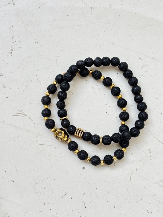 biżuteria męska Zestaw męskich bransoletek Lawa i Hematyt