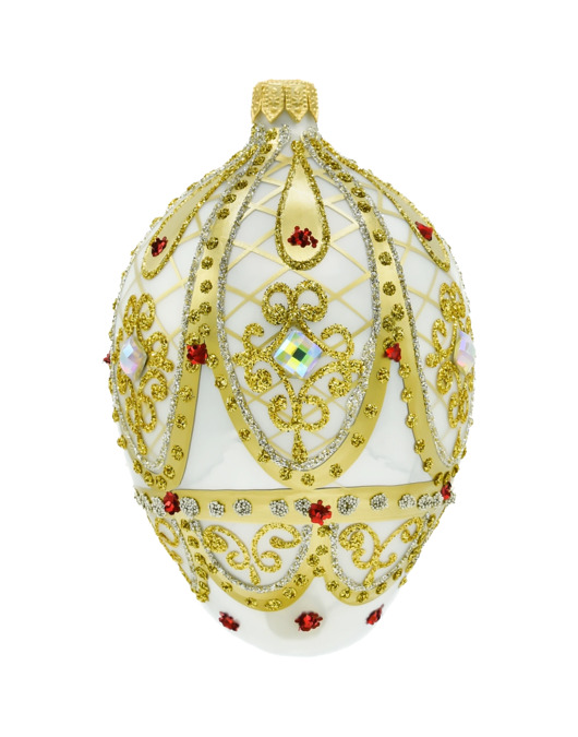 ozdoby choinkowe Bombka choinkowa: Ekskluzywne jajo Faberge z kamieniami: białe