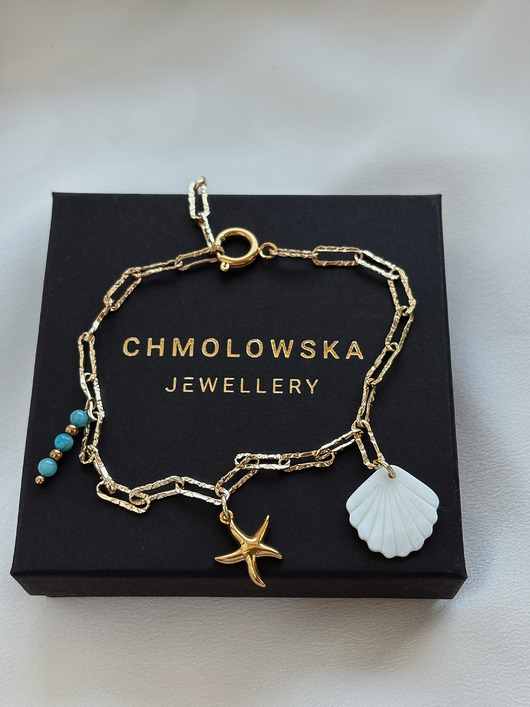 bransoletki z kamieni naturalnych Bransoletka na nogę Morze