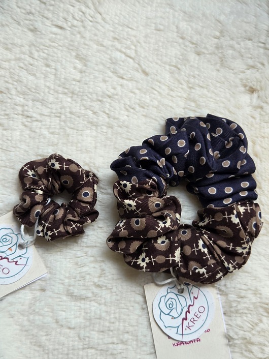 gumki do włosów Scrunchie brąz mama i córka
