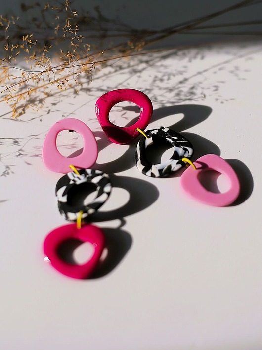 kolczyki z masy plastycznej Długie kolczyki ORGANIC TRIO