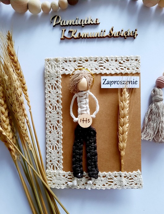 zaproszenia na komunię Zaproszenie na Komunię Chrzest dla chłopca z kłosem