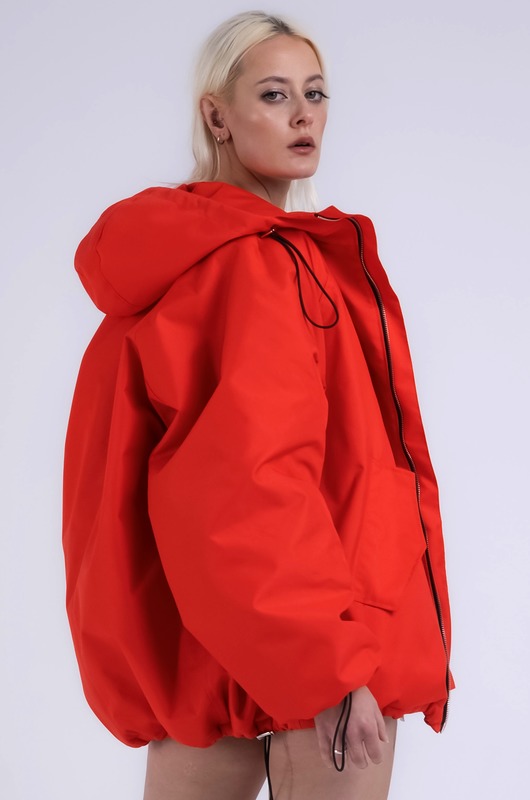 kurtki damskie Kurtka bomber hoodie oversize red
