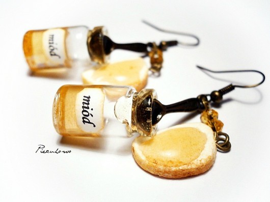 kolczyki z masy plastycznej Słodki miodzio