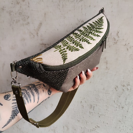 saszetka nerka Nerka XXL zerowaste unikat leśny