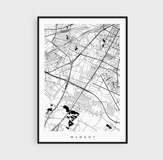 Włochy - plakat z planem dzielnicy PLAKATY GEOMETRYCZNE
