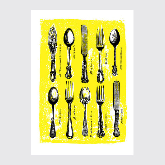 Plakat do kuchni – Kolekcja Sztućców Vintage Poster Gallery Wall