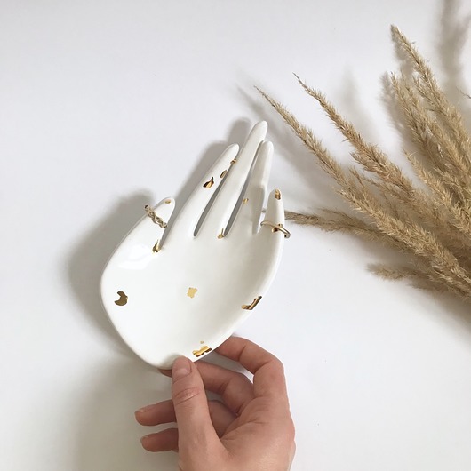 Ceramiczna Dłoń Złote Ciapki Maison Fragile