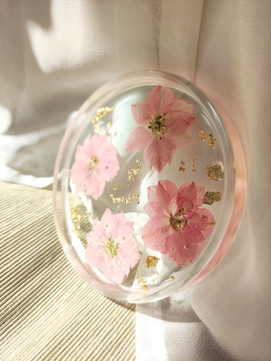 pojemniki na biżuterię Podstawka z żywicy różowe kwiaty