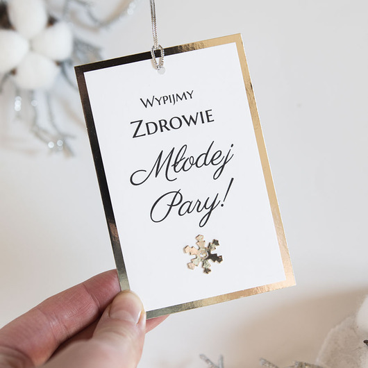 Ślub - inne Zawieszki na butelki alkohol ślubne zimowe 10 sztuk