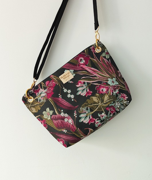 torby na ramię Torebka R U T H Flowers on Black - żakardowa torebka midi