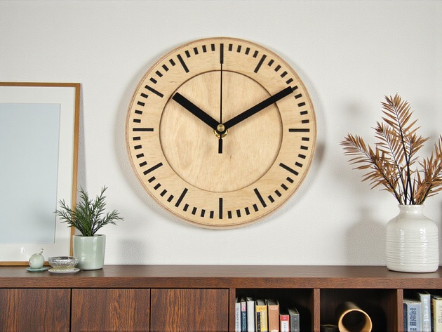 zegary Drewniany Zegar Ścienny  Duży 48cm  -  Cichy Mechanizm