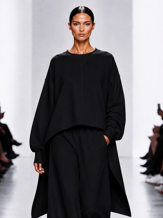 tuniki damskie Bluza czarna oversize YY700400