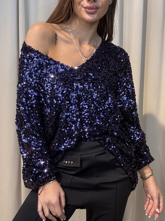 bluzki z długim rękawem damskie Bluzka cekinowa Marina
