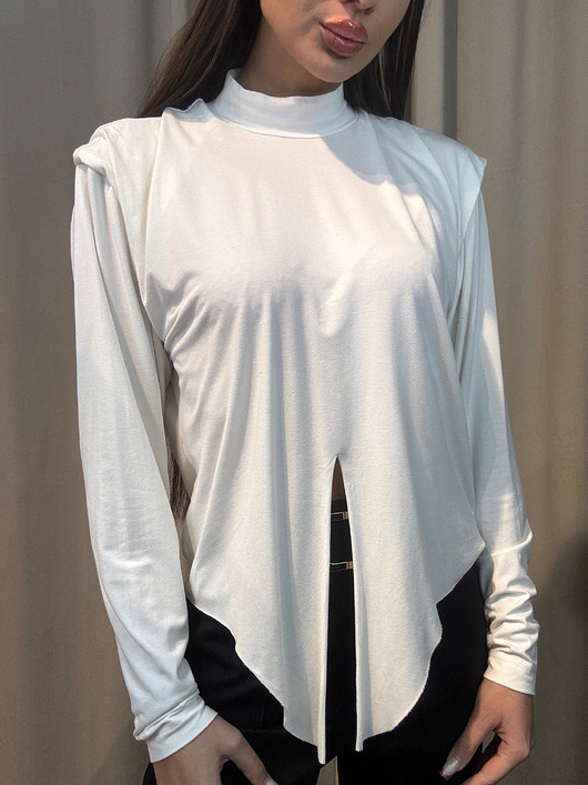 bluzki z długim rękawem damskie Elegancka bluzka Bianco