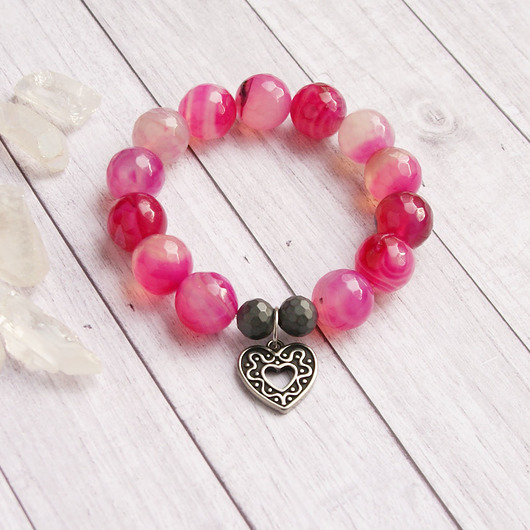 bransoletki z kamieni naturalnych Stal szlachetna :: agat różowy