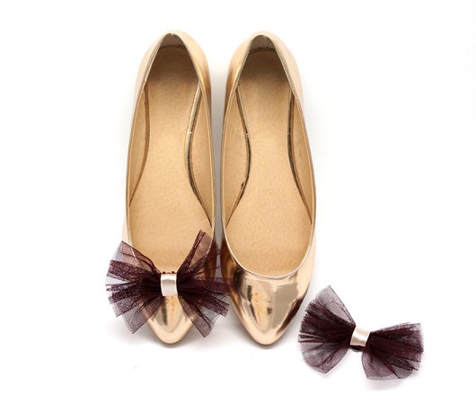 Ballerina Bows Bordo - klipsy do butów Coquet