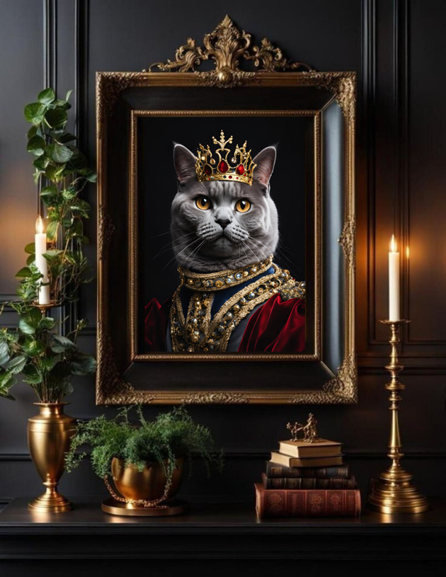 grafiki i ilustracje PLAKAT kot brytyjski, portret królewski, prezent
