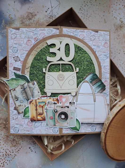 kartki scrapbooking Kartka na 30-stkę/30-ste urodziny dla podróżniczki