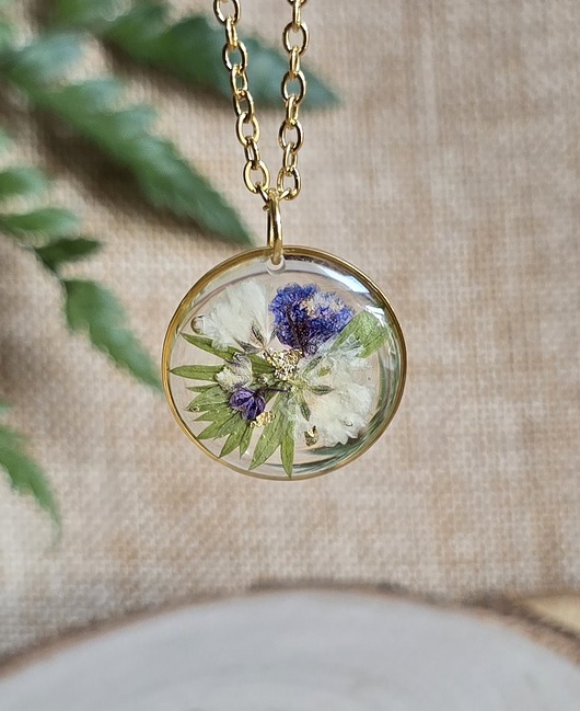 wisiory Wieczne kwiaty wisiorek kwiatowy kobiecy fiolet