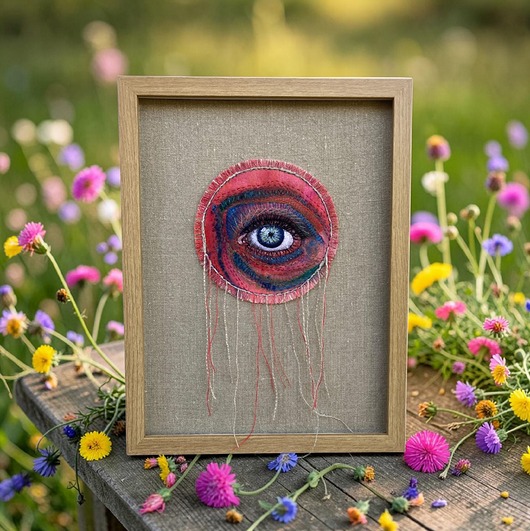obrazy Obraz haftowany i malowany łapacz snów oko 3D.